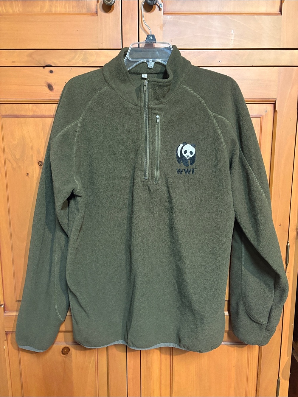 WWF Men's Olive Green Half-Zip Fleece Pullover
